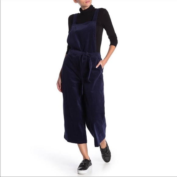 Susina Wide Leg Blue Velvet Jumpsuit/Overalls! - Picture 1 of 5